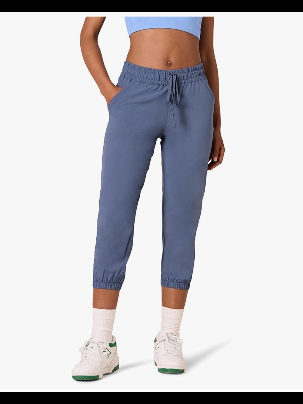 BNWT Amazon Essentials Blue Slate Cropped Performance Jogger Pants